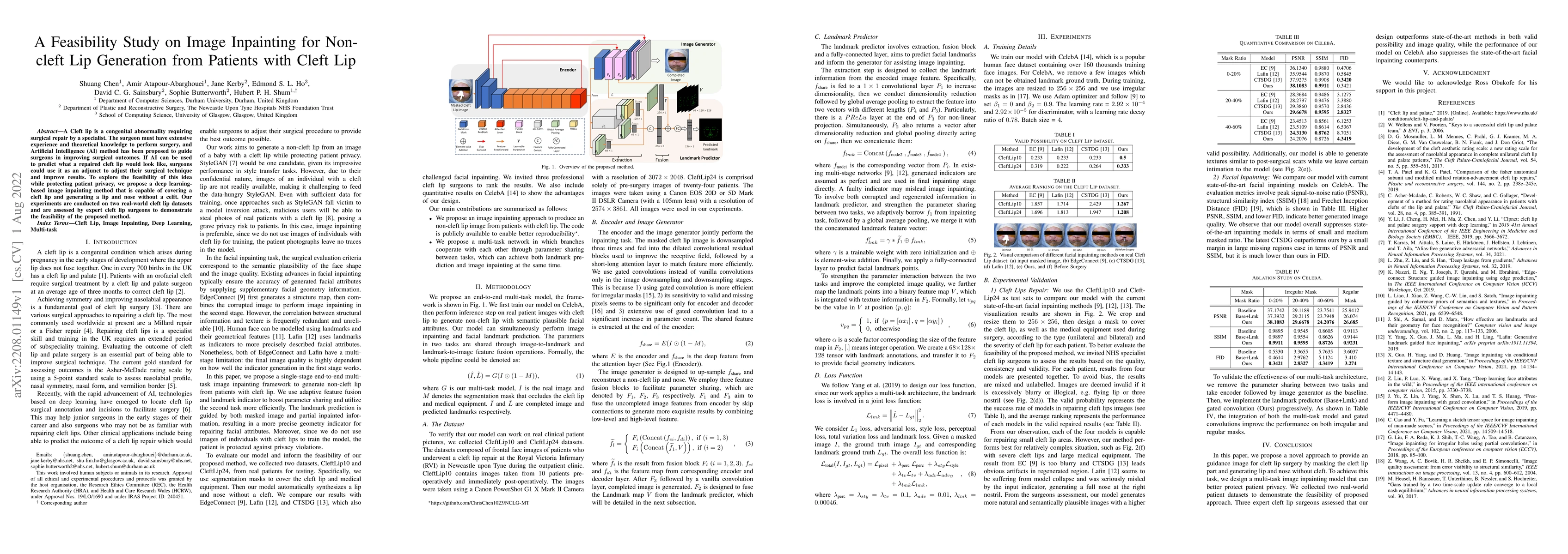Thumbnail for A Feasibility Study on Image Inpainting for Non-cleft Lip Generation
  from Patients with Cleft Lip