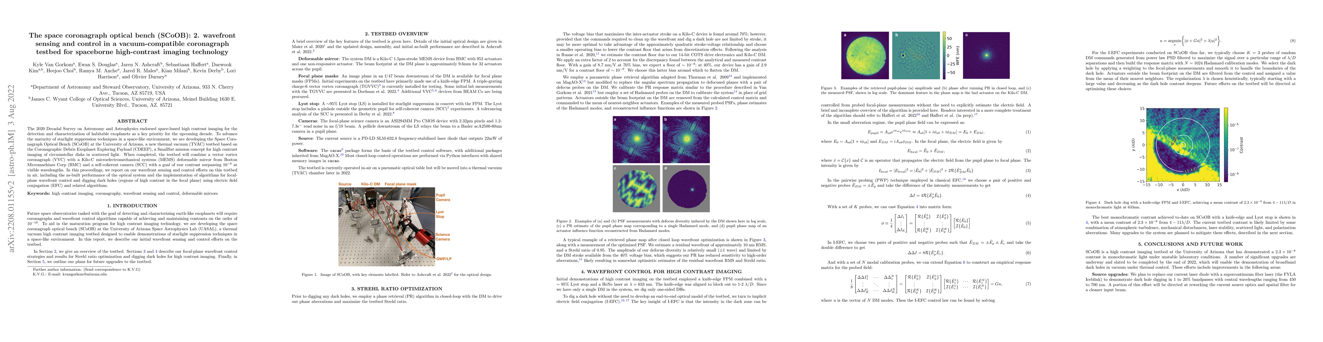 Thumbnail for The space coronagraph optical bench (SCoOB): 2. wavefront sensing and
  control in a vacuum-compatible coronagraph testbed for spaceborne
  high-contrast imaging technology
