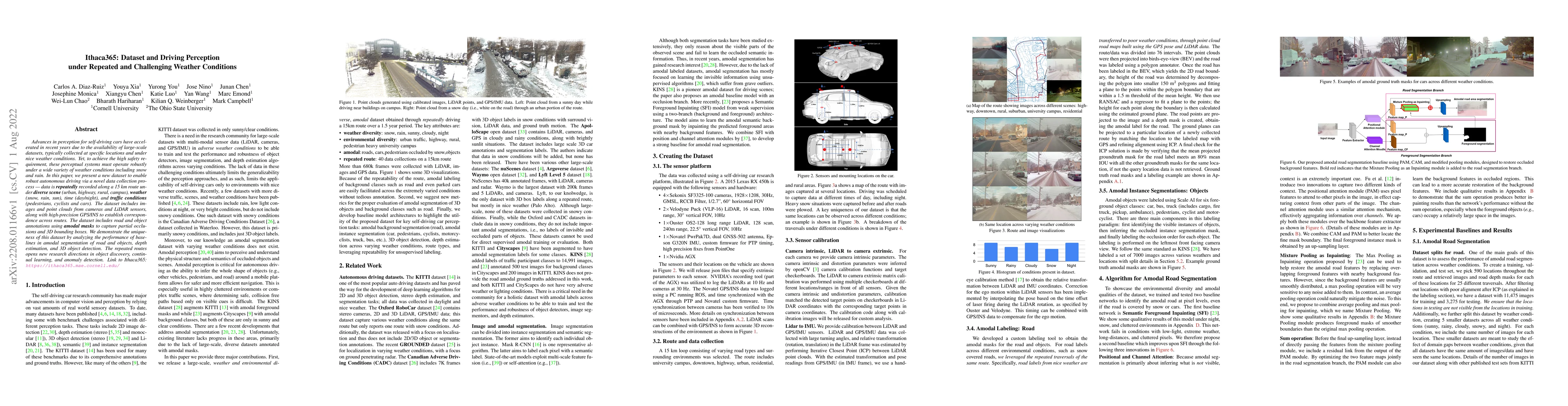Thumbnail for Ithaca365: Dataset and Driving Perception under Repeated and Challenging
  Weather Conditions