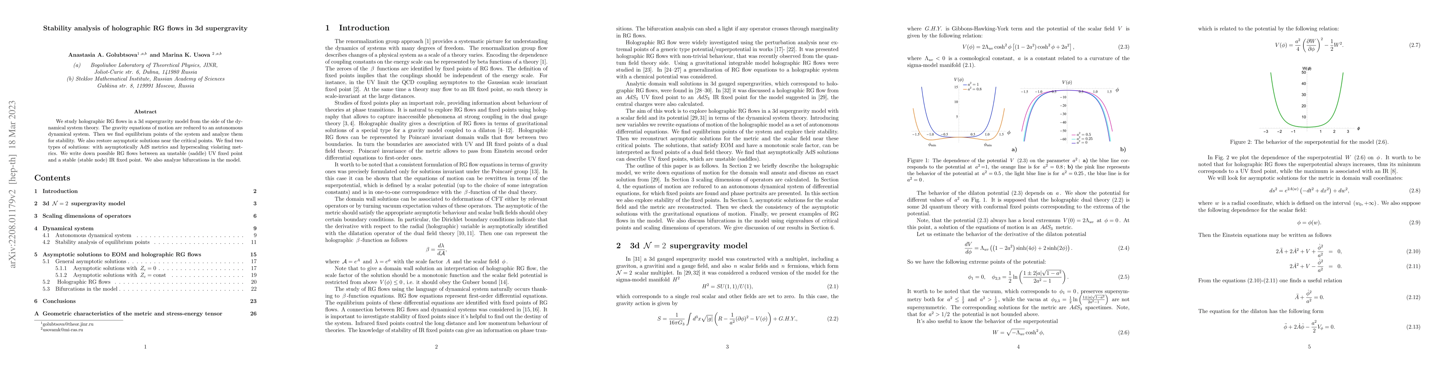 Thumbnail for Stability analysis of holographic RG flows in 3d supergravity