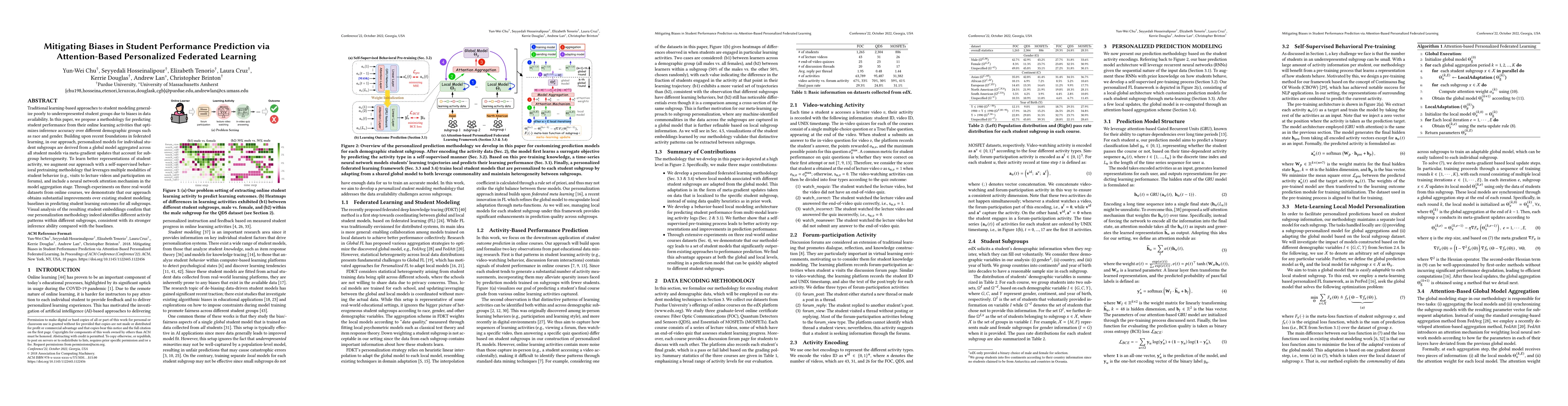 Thumbnail for Mitigating Biases in Student Performance Prediction via Attention-Based
  Personalized Federated Learning