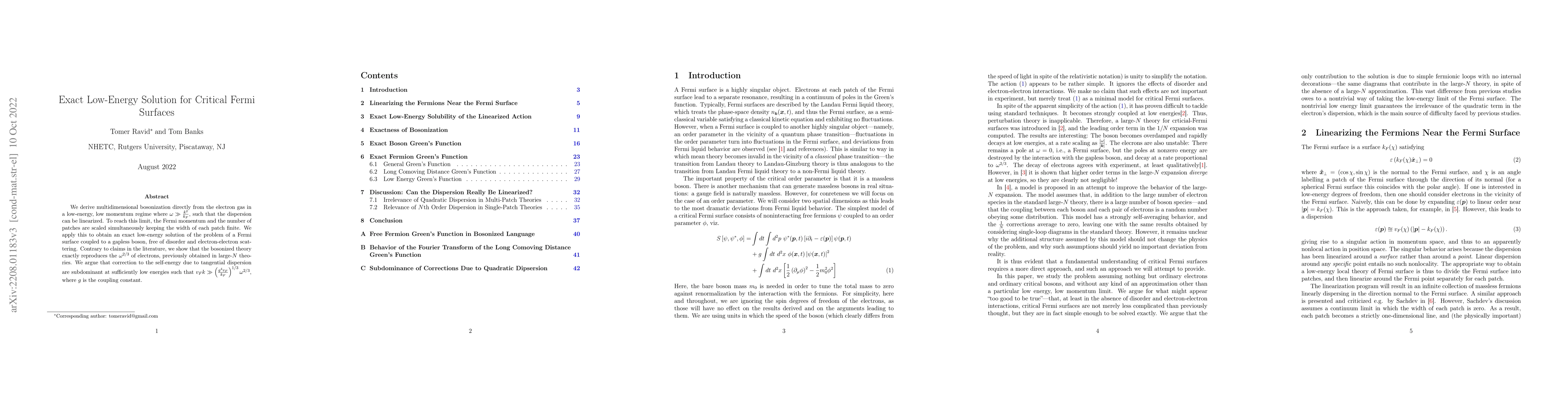 Thumbnail for Exact Low-Energy Solution for Critical Fermi Surfaces