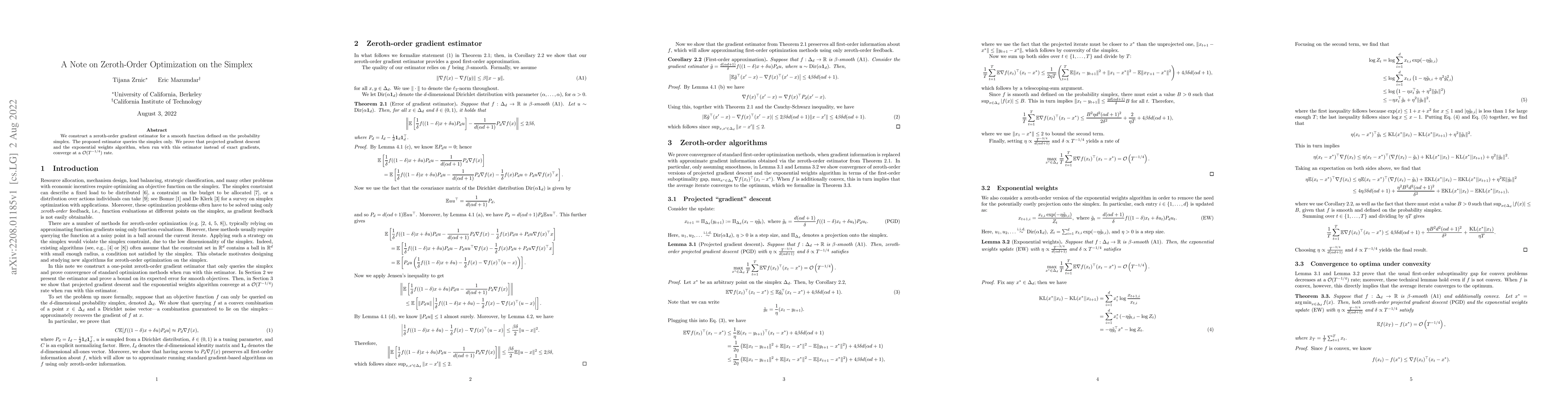 Thumbnail for A Note on Zeroth-Order Optimization on the Simplex