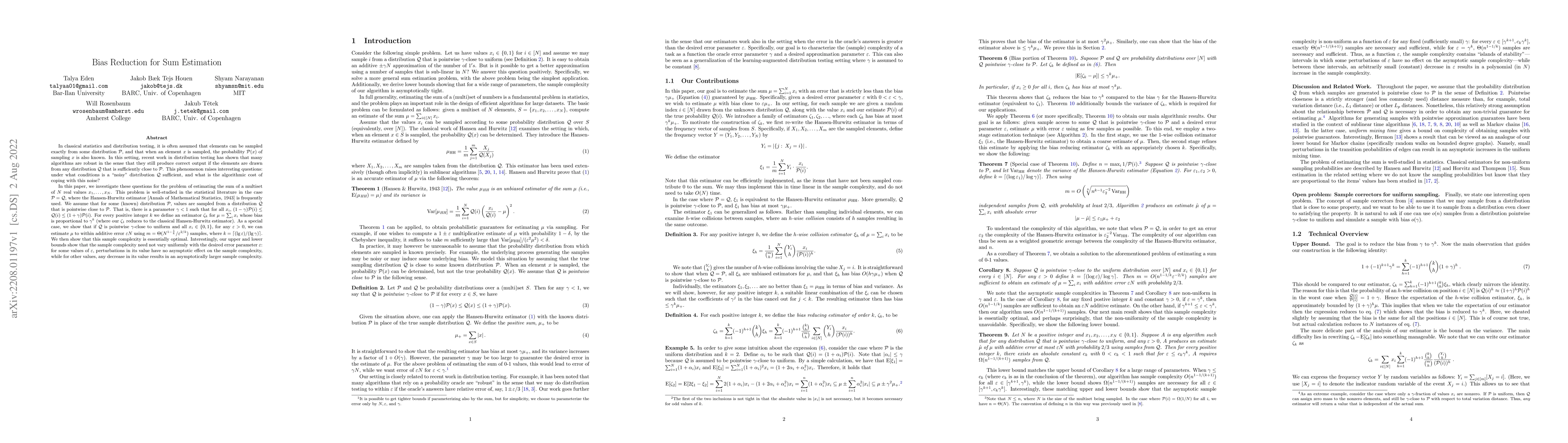 Thumbnail for Bias Reduction for Sum Estimation
