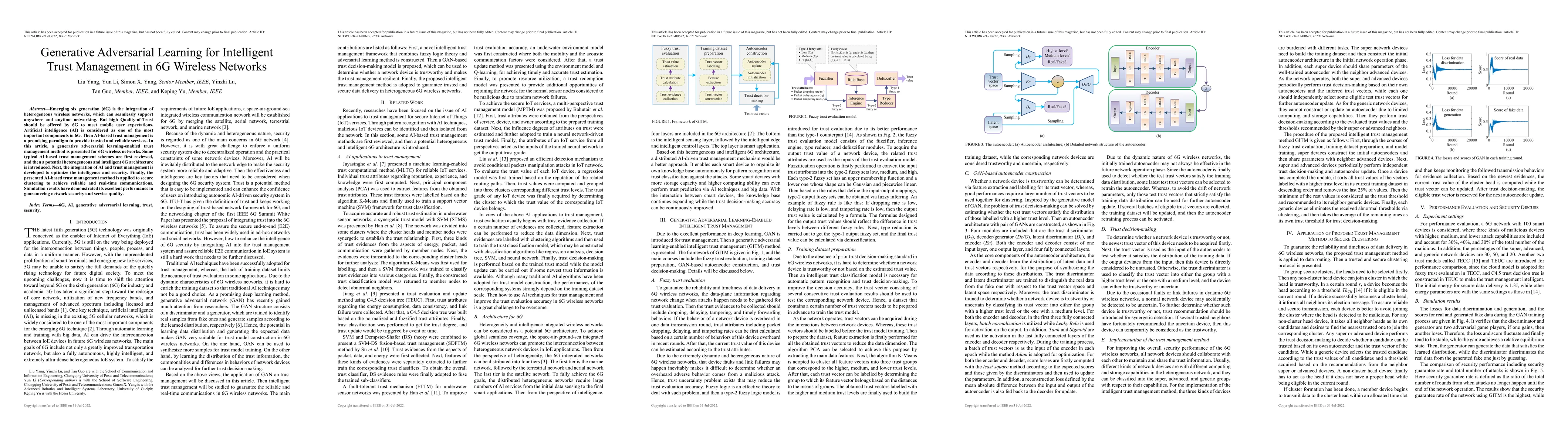 Thumbnail for Generative Adversarial Learning for Intelligent Trust Management in 6G
  Wireless Networks