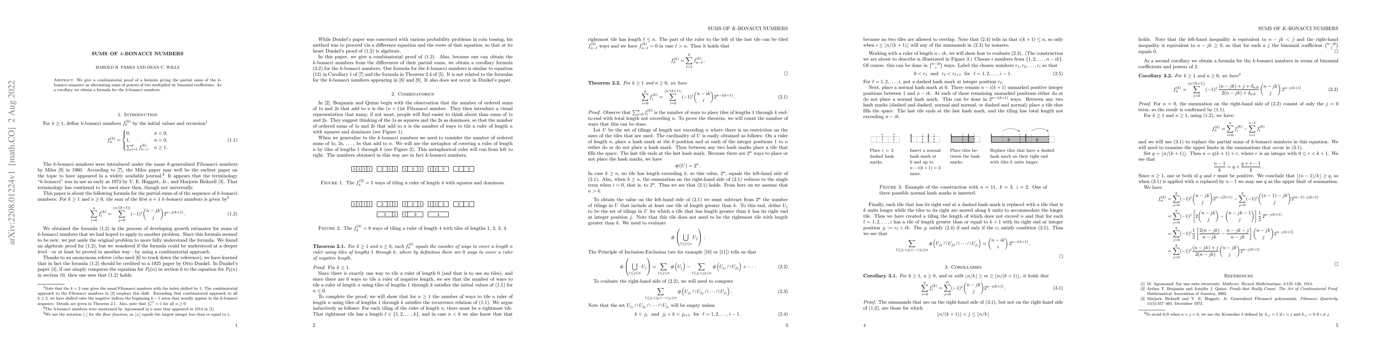 Thumbnail for Sums of $k$-bonacci Numbers