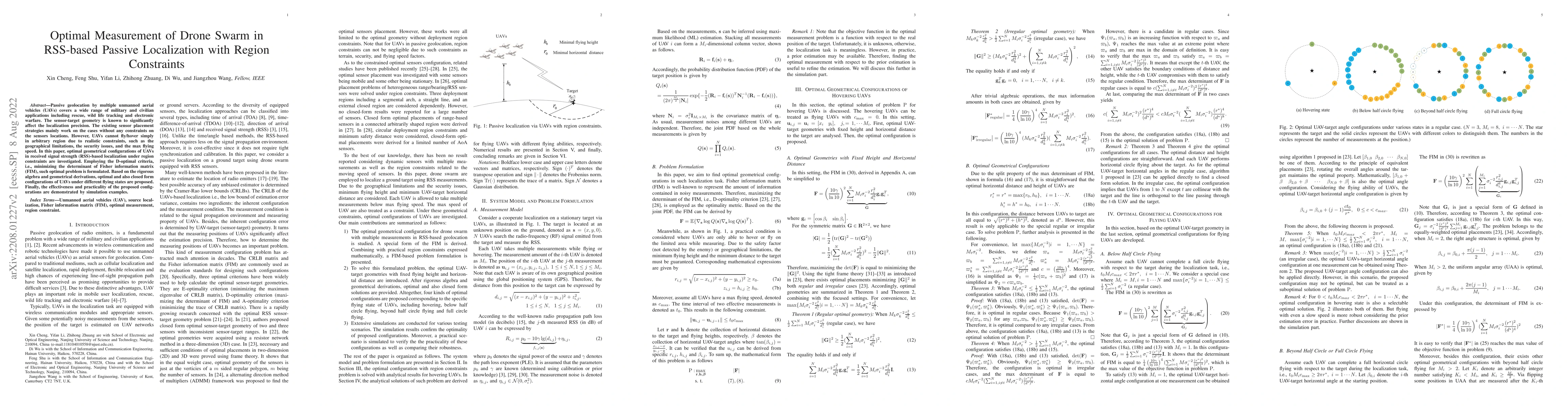 Thumbnail for Optimal Measurement of Drone Swarm in RSS-based Passive Localization
  with Region Constraints