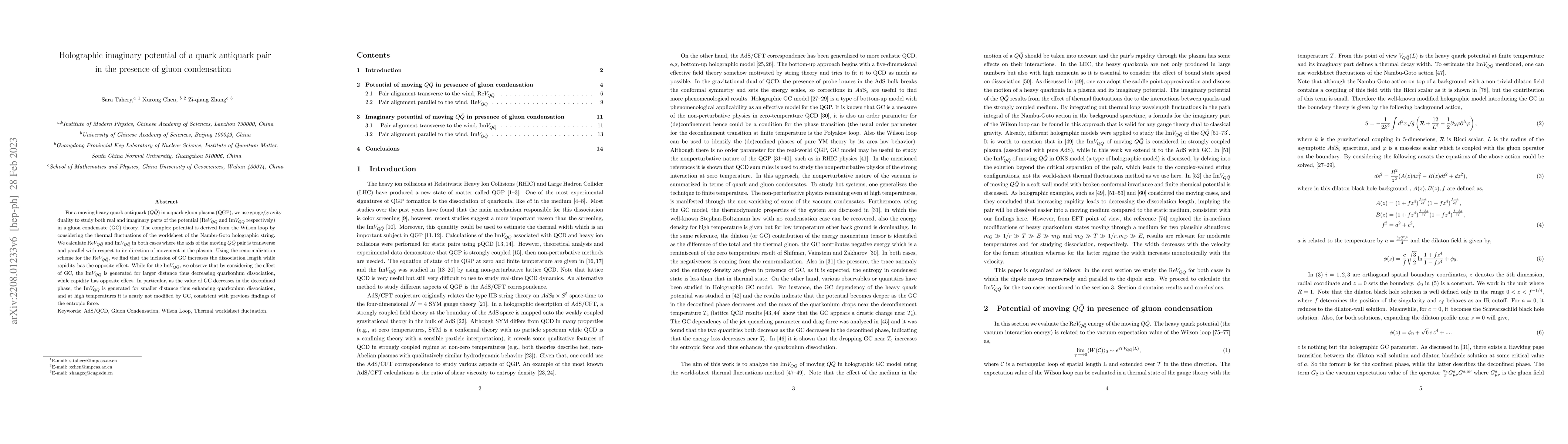 Thumbnail for Holographic imaginary potential of a quark antiquark pair in the
  presence of gluon condensation