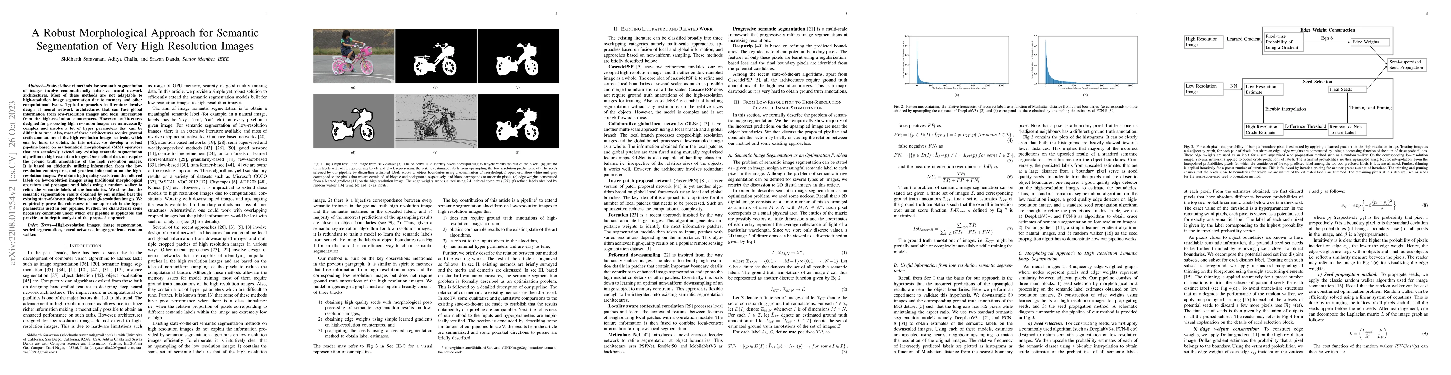 Thumbnail for A Robust Morphological Approach for Semantic Segmentation of Very High
  Resolution Images
