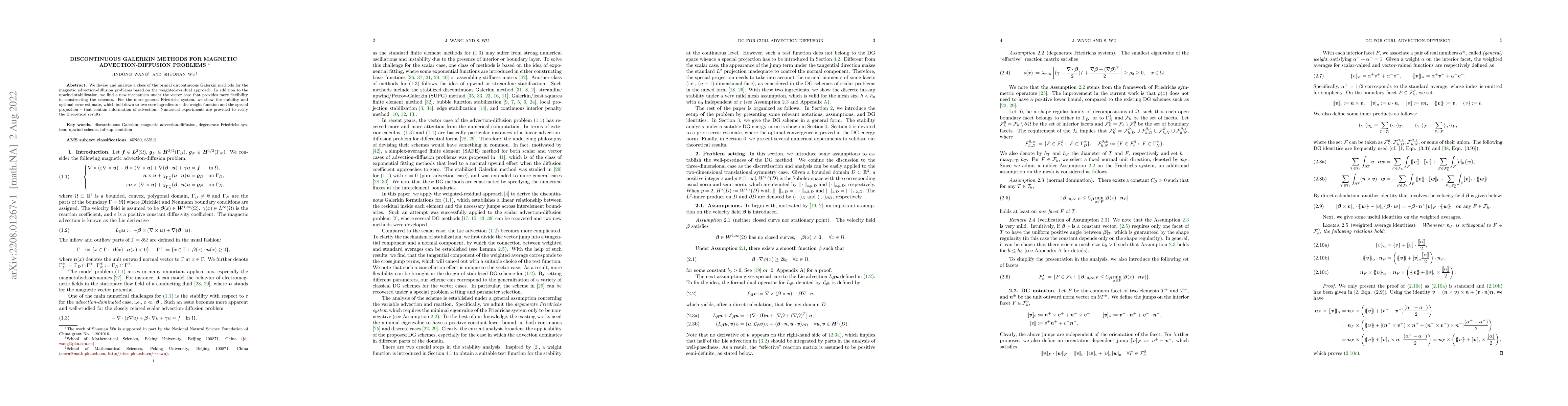 Thumbnail for Discontinuous Galerkin methods for magnetic advection-diffusion problems