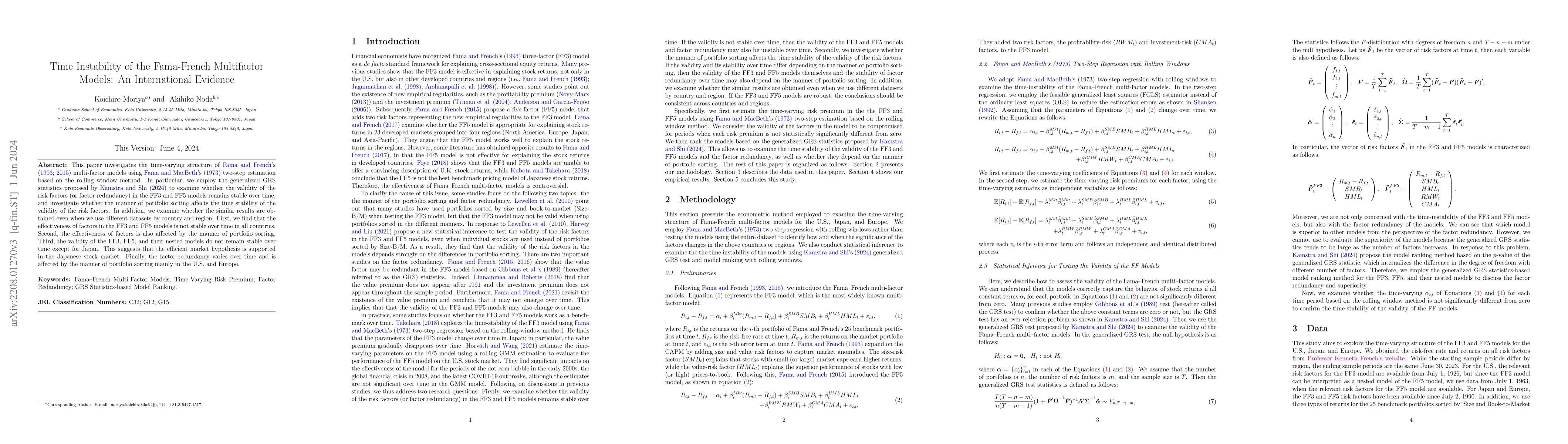 Thumbnail for Time Instability of the Fama-French Multifactor Models: An International
  Evidence