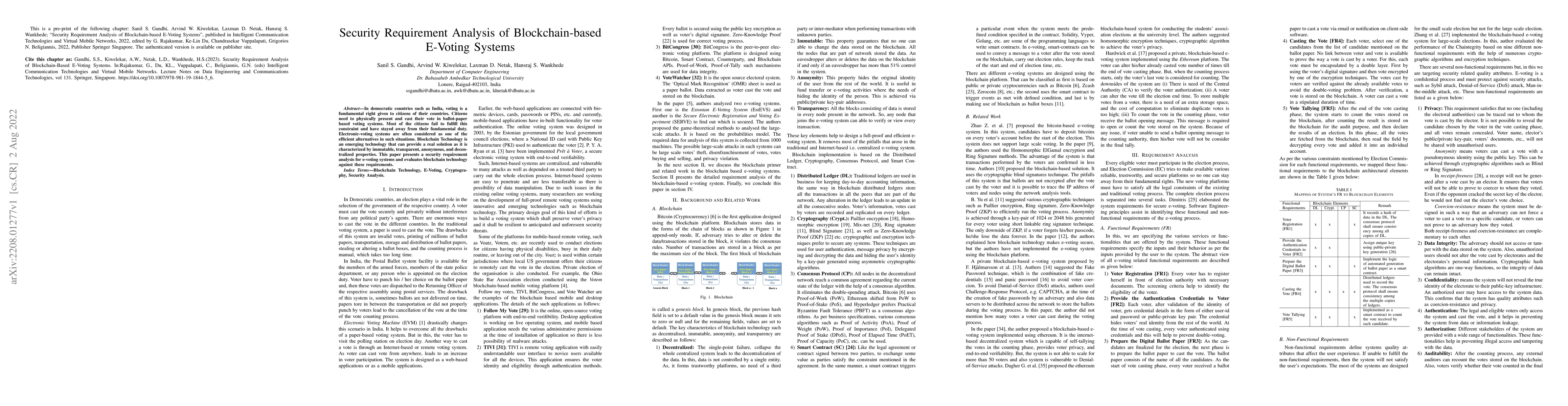 Thumbnail for Security Requirement Analysis of Blockchain-based E-Voting Systems