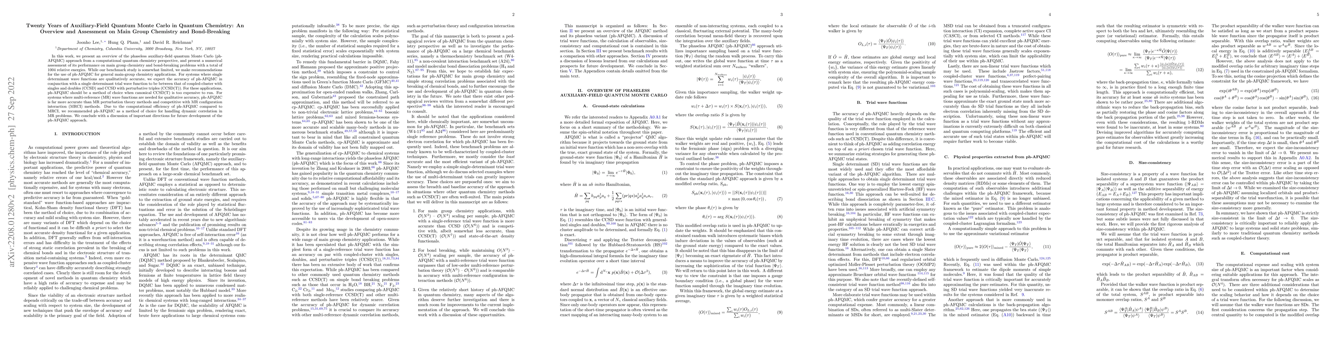 Thumbnail for Twenty Years of Auxiliary-Field Quantum Monte Carlo in Quantum
  Chemistry: An Overview and Assessment on Main Group Chemistry and
  Bond-Breaking
