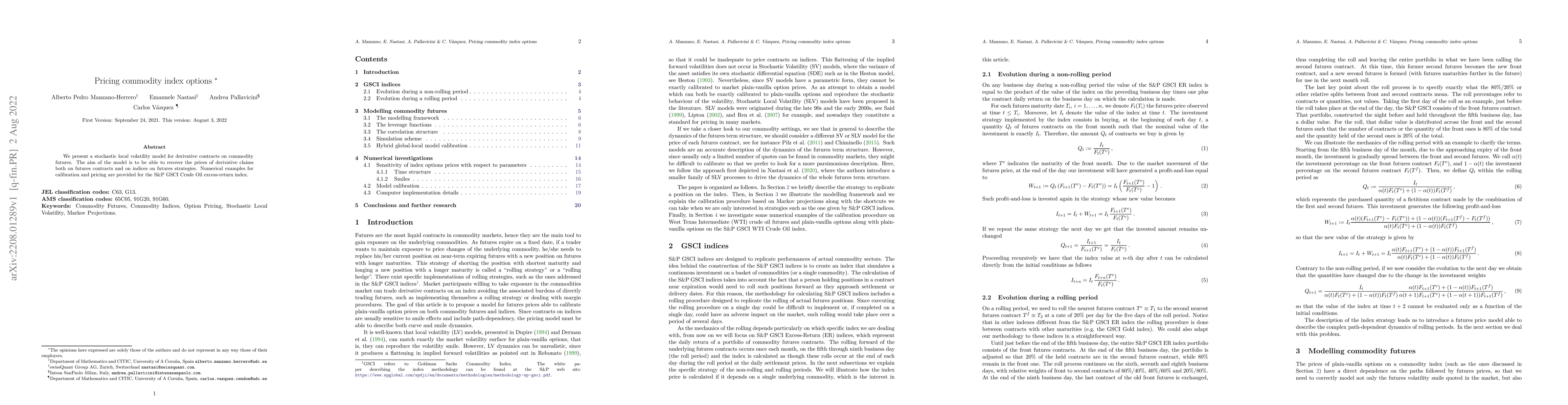 Thumbnail for Pricing commodity index options