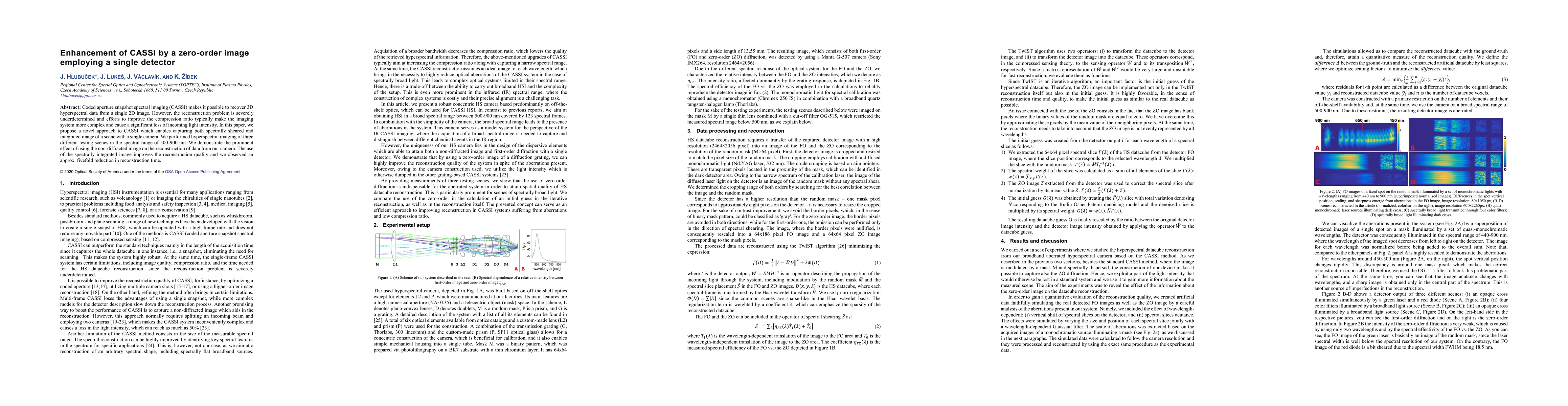 Thumbnail for Enhancement of CASSI by a zero-order image employing a single detector
