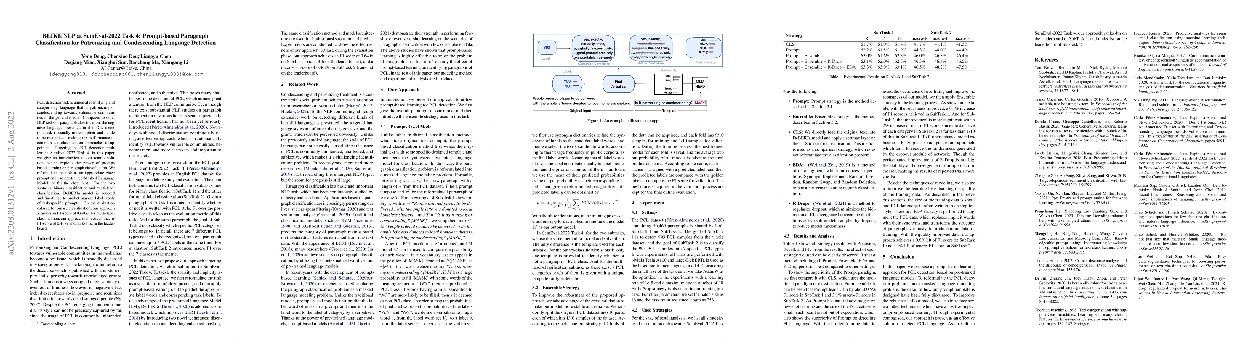 Thumbnail for BEIKE NLP at SemEval-2022 Task 4: Prompt-Based Paragraph Classification
  for Patronizing and Condescending Language Detection