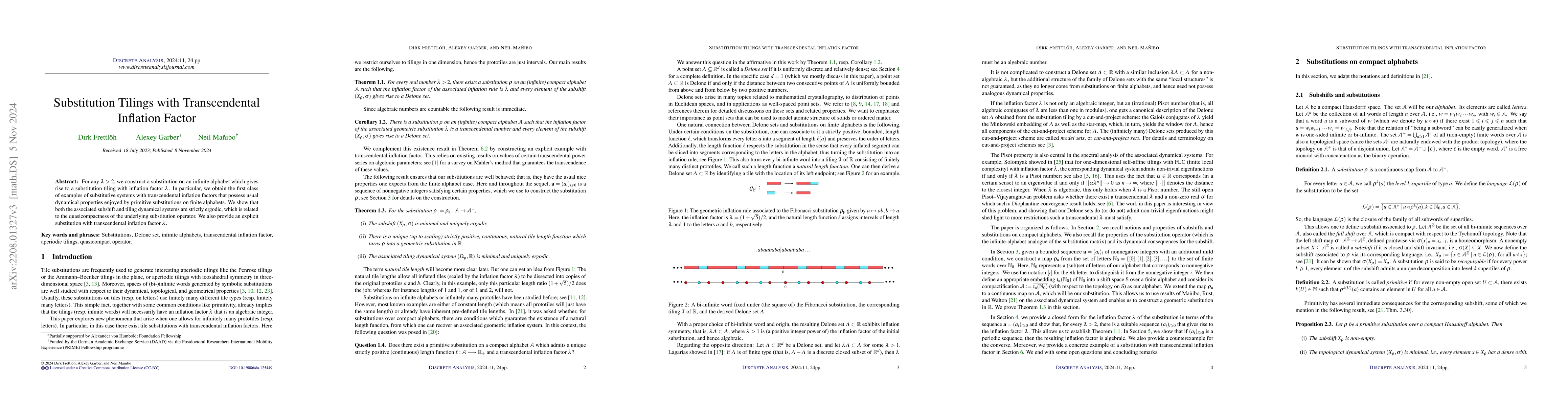 Thumbnail for Substitution tilings with transcendental inflation factor