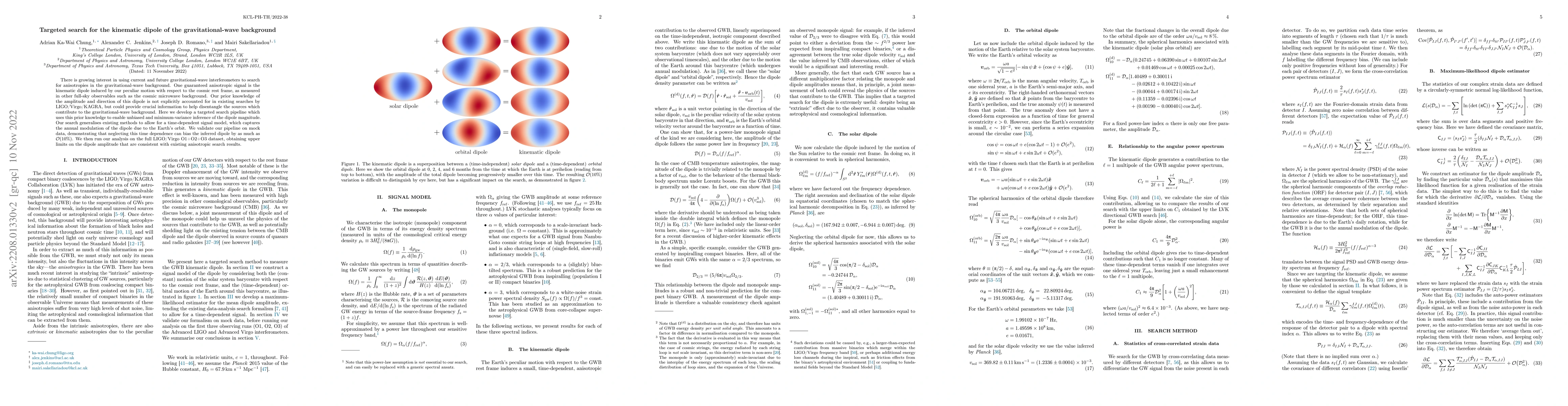 Thumbnail for Targeted search for the kinematic dipole of the gravitational-wave
  background