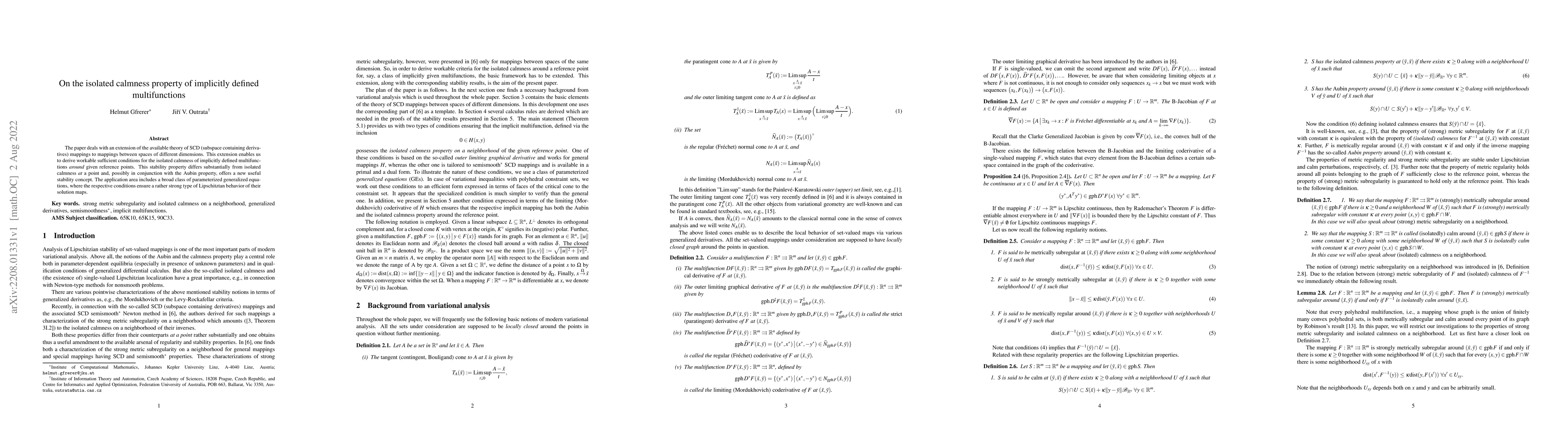 Thumbnail for On the isolated calmness property of implicitly defined multifunctions
