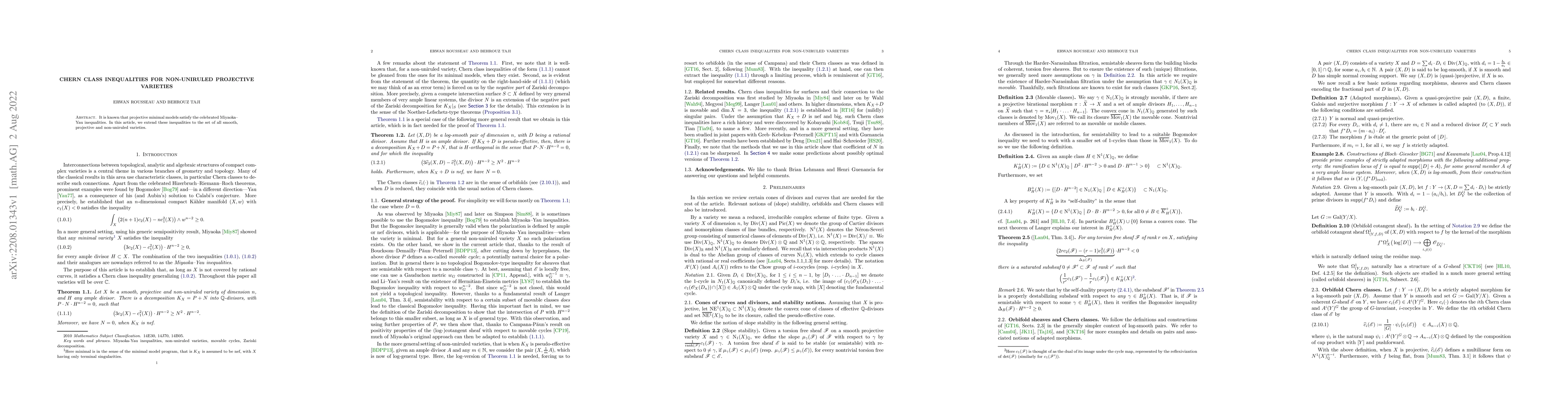 Thumbnail for Chern class inequalities for non-uniruled projective varieties