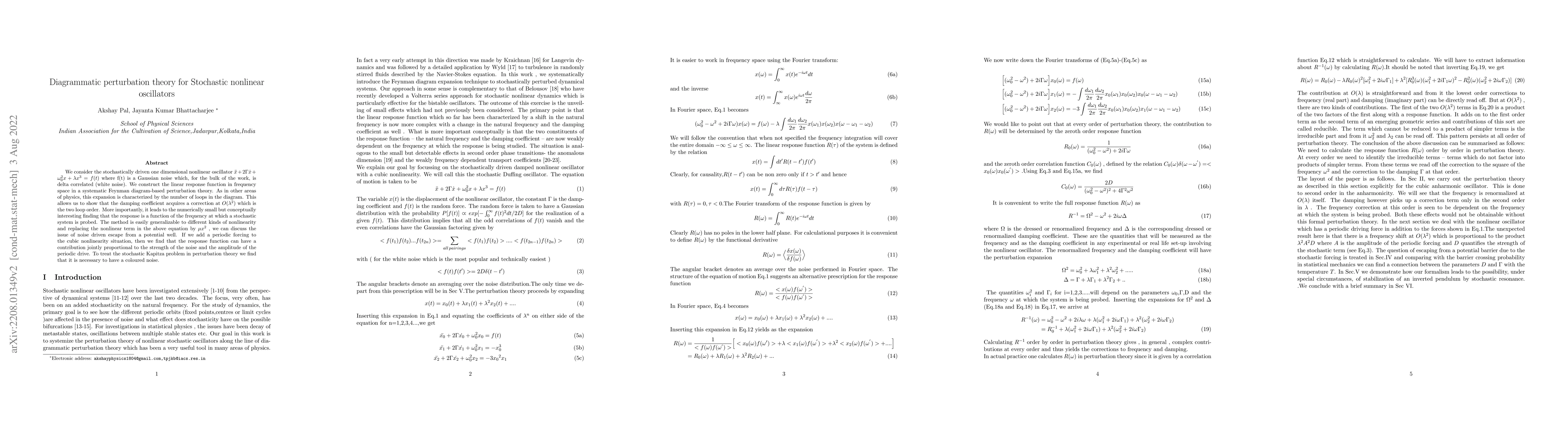 Thumbnail for Diagrammatic perturbation theory for Stochastic nonlinear oscillators