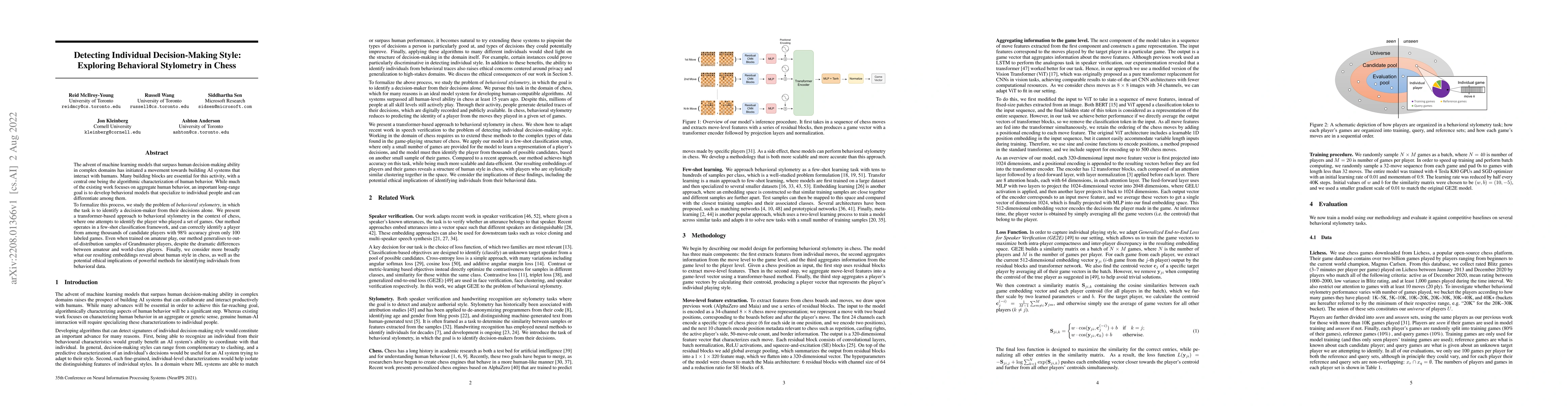 Thumbnail for Detecting Individual Decision-Making Style: Exploring Behavioral
  Stylometry in Chess