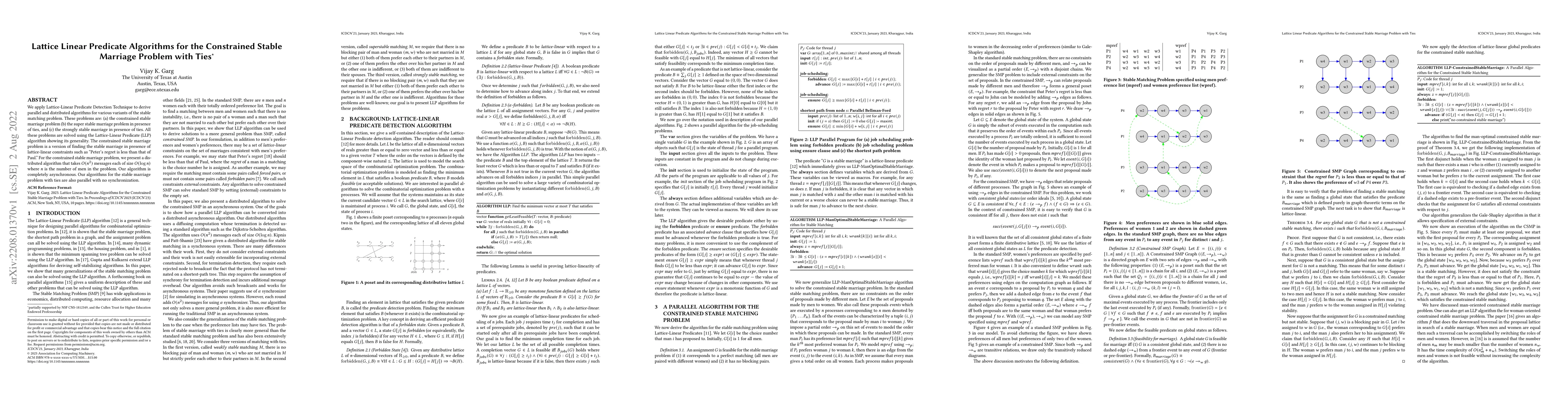 Thumbnail for Lattice Linear Predicate Algorithms for the Constrained Stable Marriage
  Problem with Ties