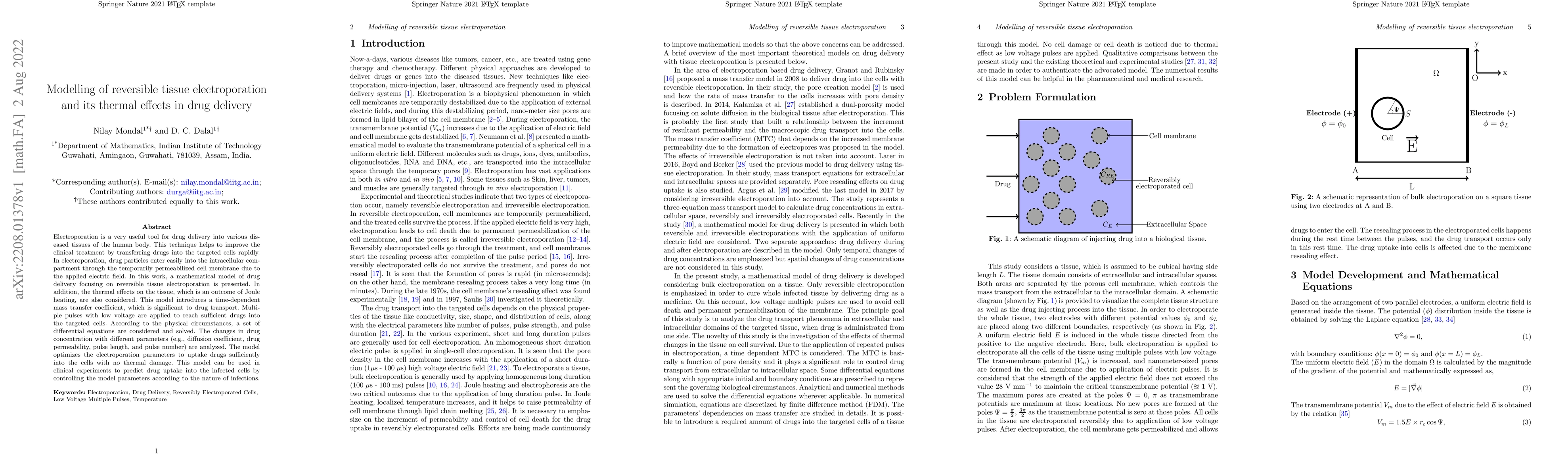 Thumbnail for Modelling of reversible tissue electroporation and its thermal effects
  in drug delivery