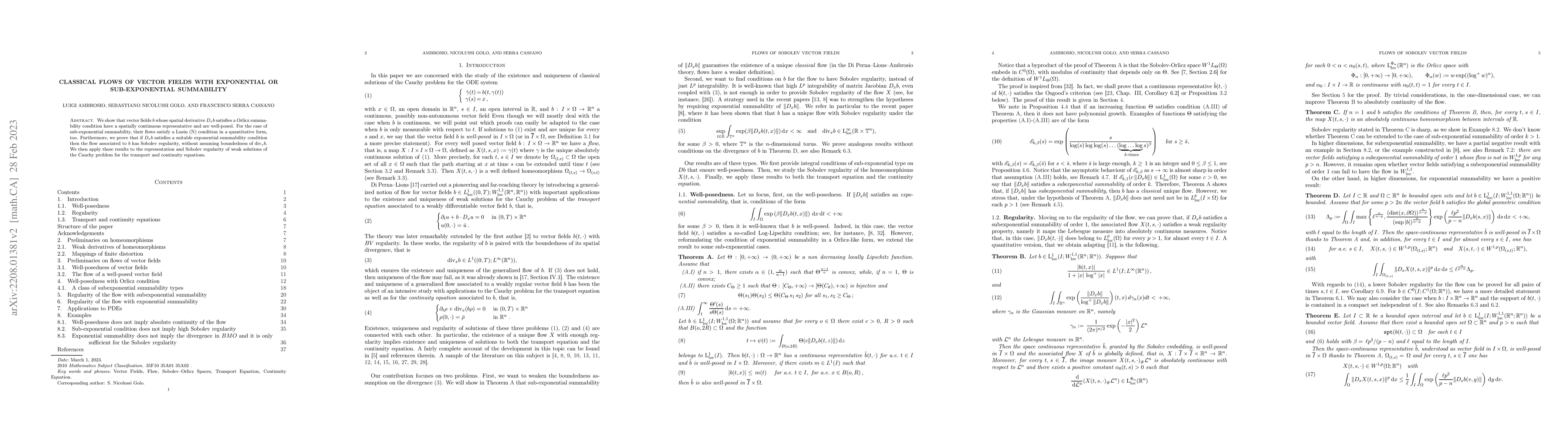 Thumbnail for Classical flows of vector fields with exponential or sub-exponential
  summability