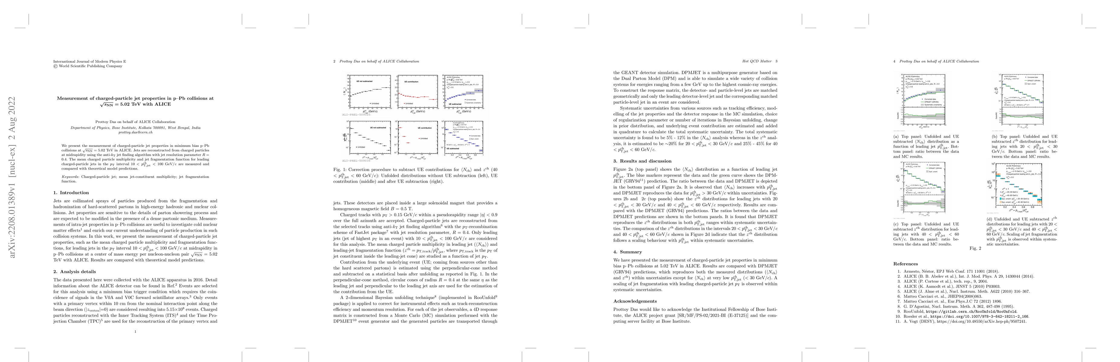 Thumbnail for Measurement of charged-particle jet properties in p--Pb collisions at
  $\sqrt{s_{\rm NN}} = 5.02$ TeV with ALICE