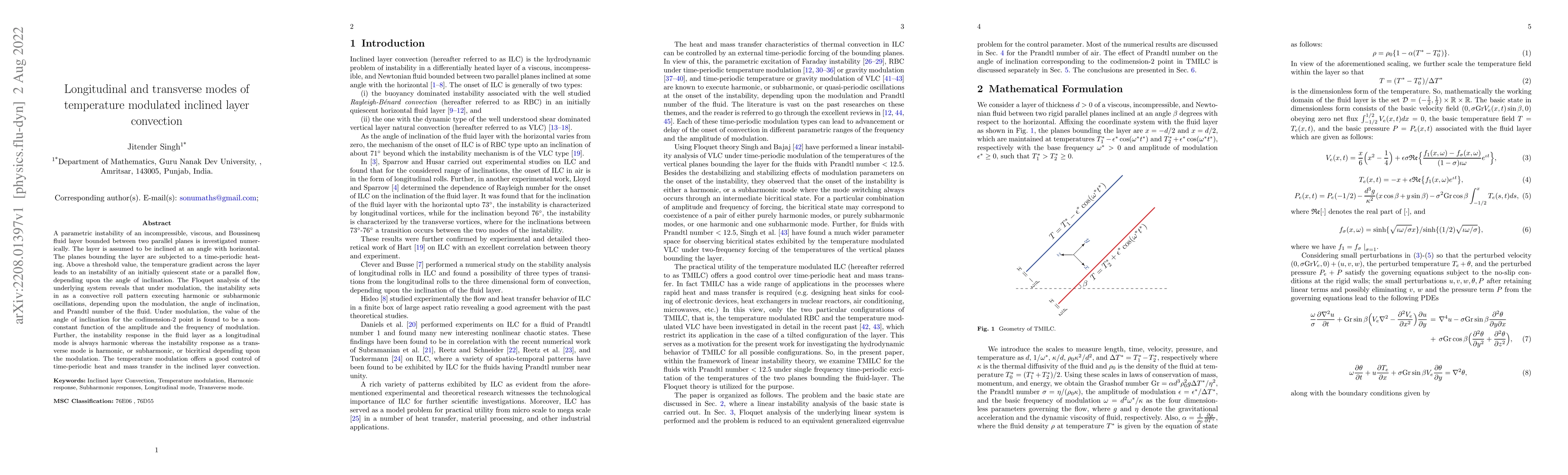 Thumbnail for Longitudinal and transverse modes of temperature modulated inclined
  layer convection
