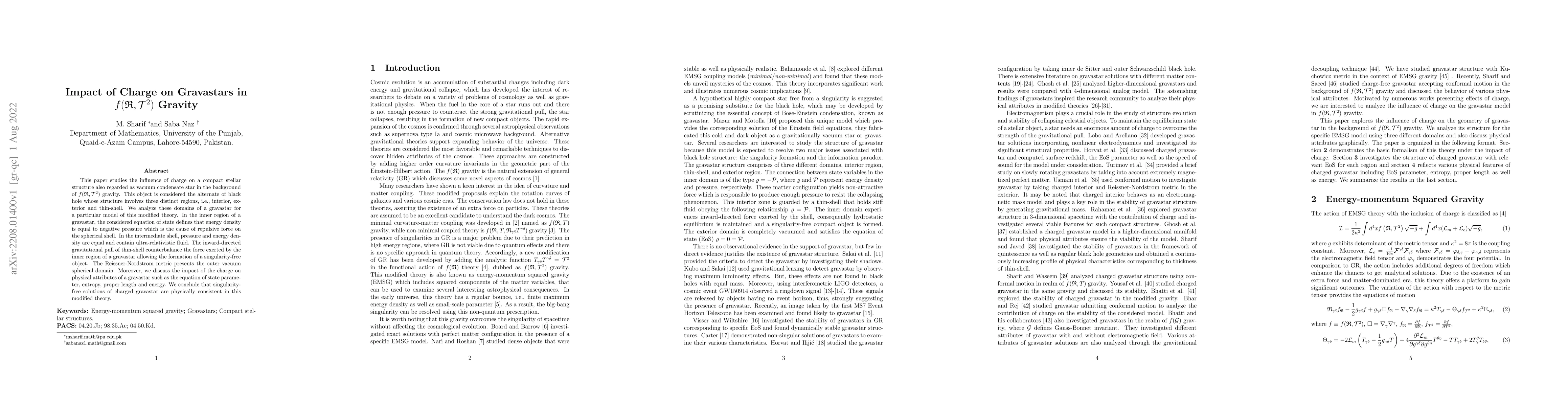Thumbnail for Impact of Charge on Gravastars in $f(\mathfrak{R},\mathcal{T}^{2})$
  Gravity