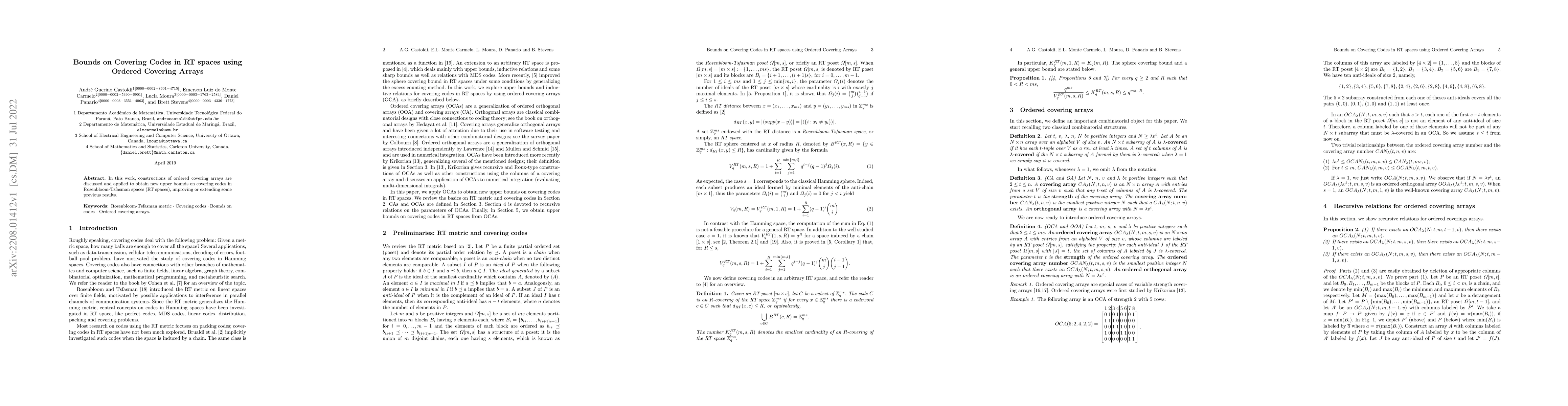 Thumbnail for Bounds on Covering Codes in RT spaces using Ordered Covering Arrays