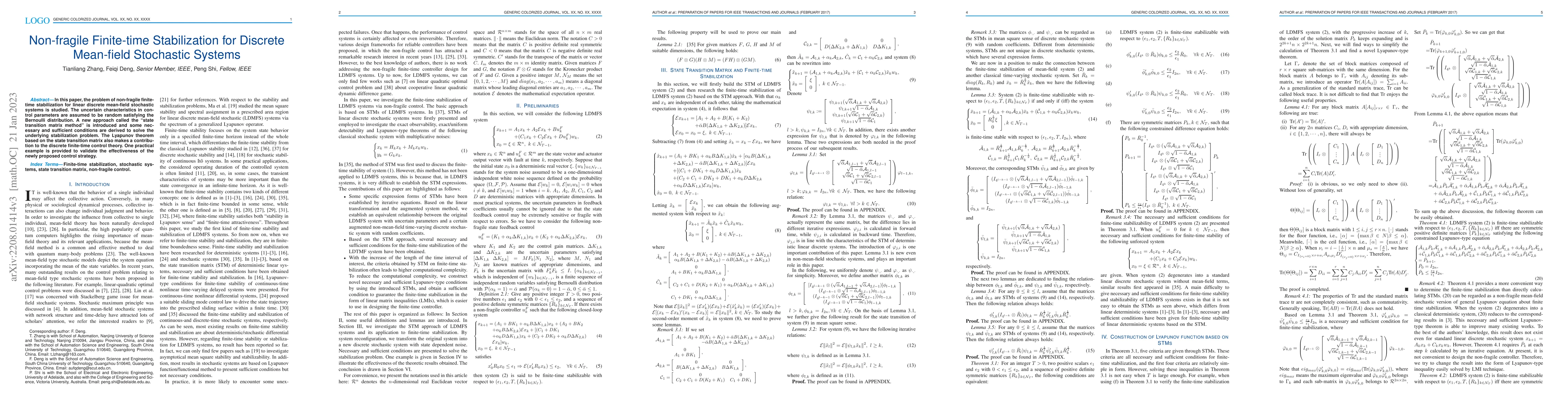 Thumbnail for Non-fragile Finite-time Stabilization for Discrete Mean-field Stochastic
  Systems