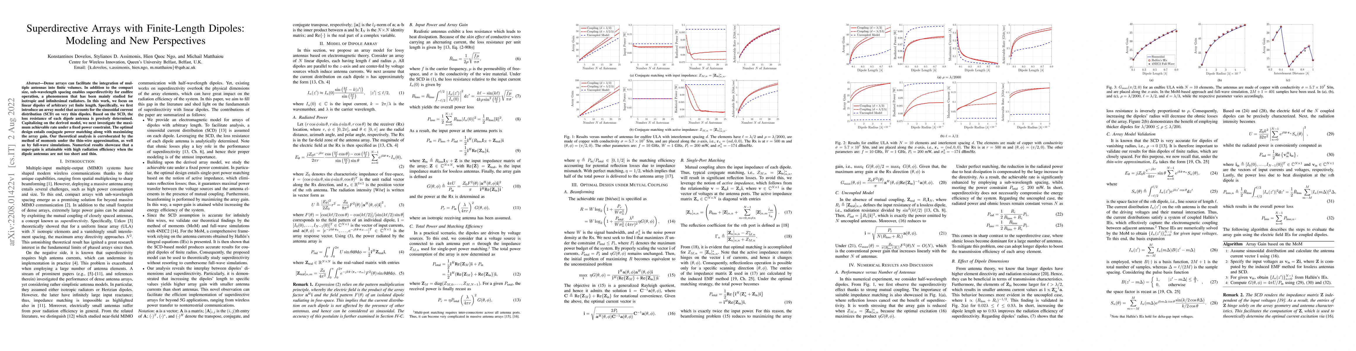 Thumbnail for Superdirective Arrays with Finite-Length Dipoles: Modeling and New
  Perspectives