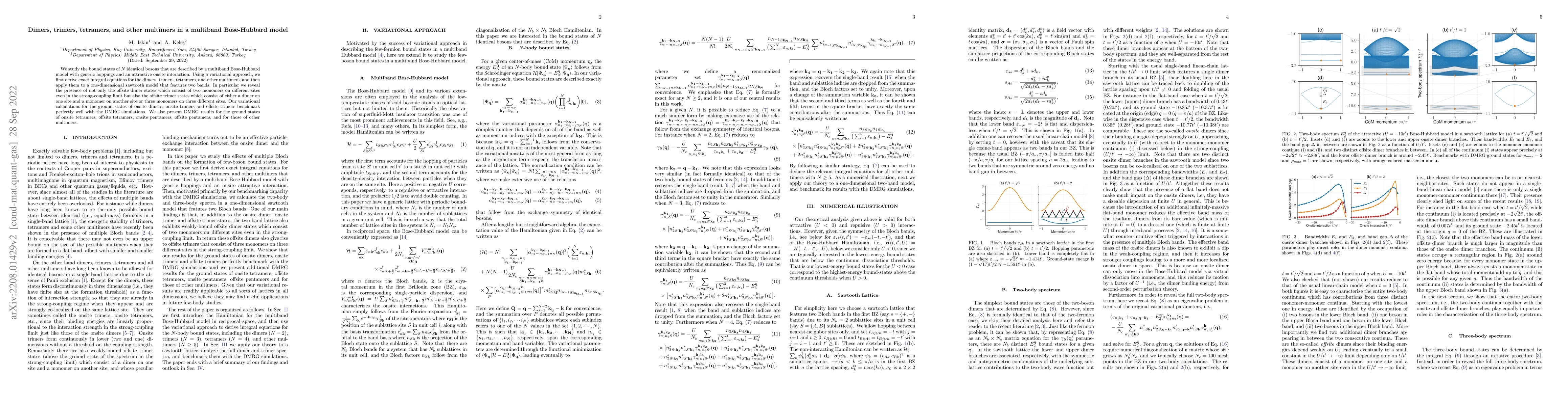 Thumbnail for Dimers, trimers, tetramers, and other multimers in a multiband
  Bose-Hubbard model
