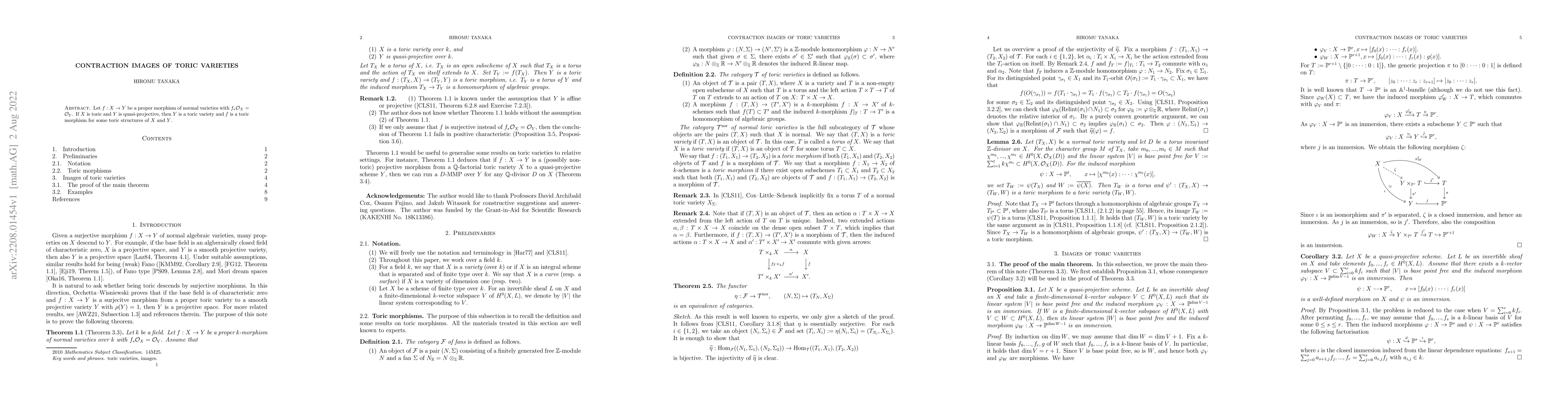 Thumbnail for Contraction images of toric varieties