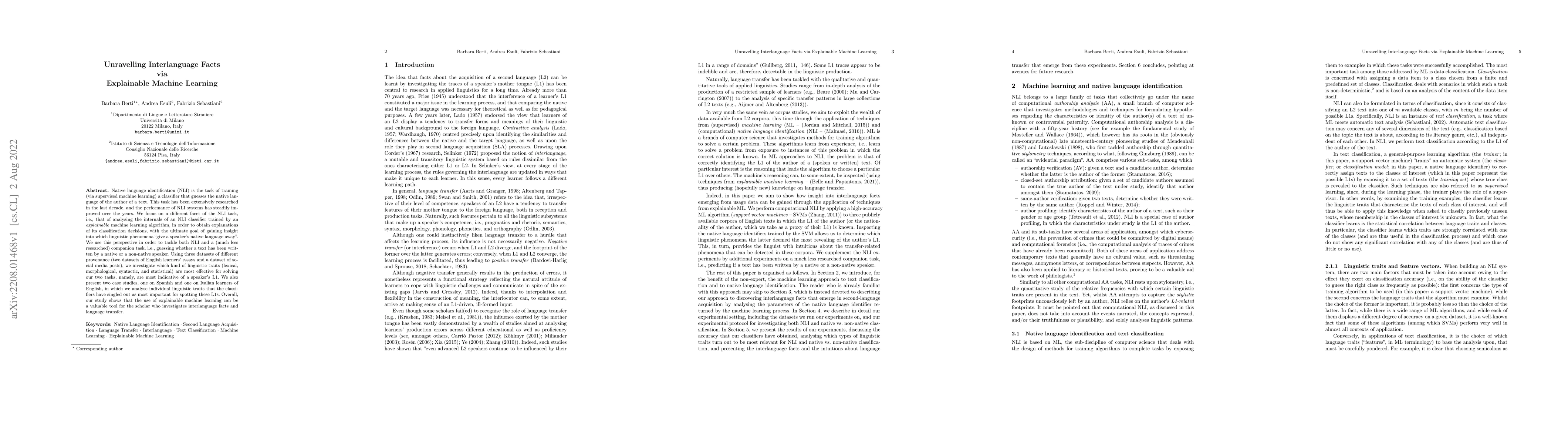 Thumbnail for Unravelling Interlanguage Facts via Explainable Machine Learning