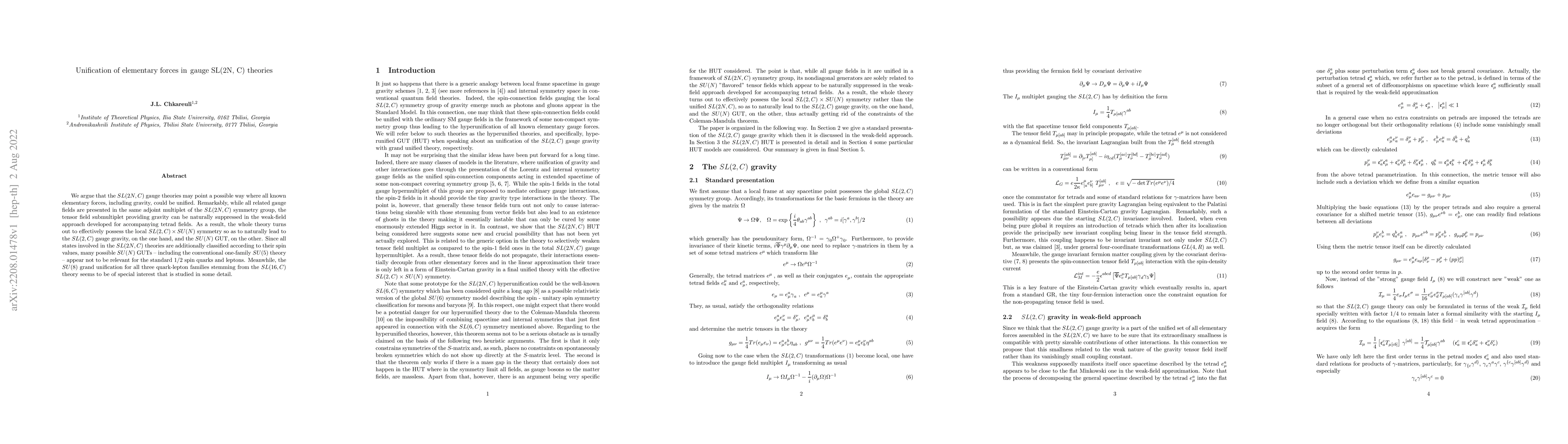 Thumbnail for Unification of elementary forces in gauge SL(2N,C) theories