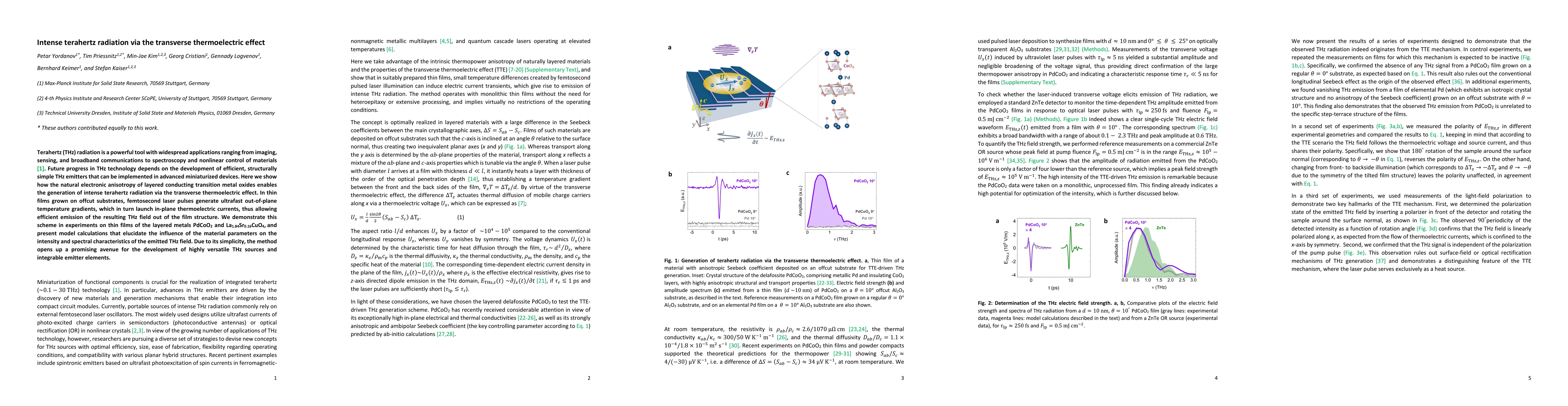 Thumbnail for Intense terahertz radiation via the transverse thermoelectric effect