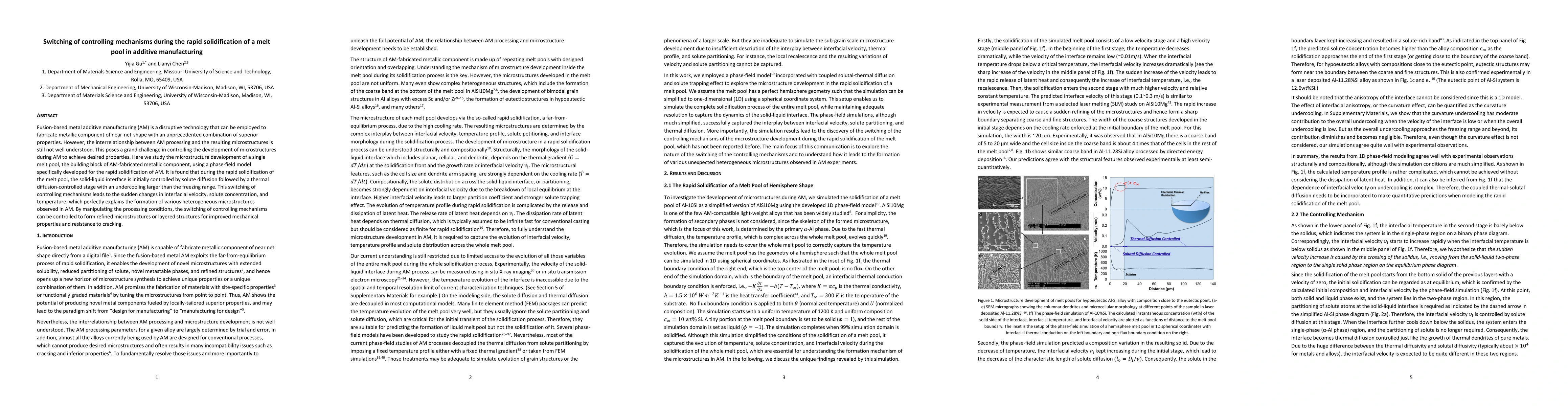 Thumbnail for Switching of controlling mechanisms during the rapid solidification of a
  melt pool in additive manufacturing