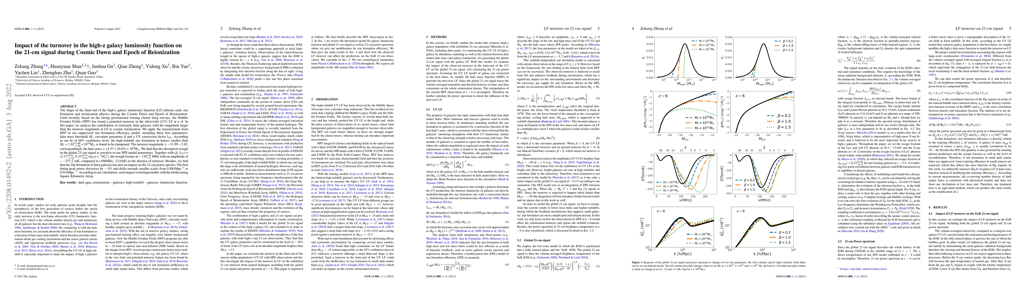 Thumbnail for Impact of the turnover in the high-z galaxy luminosity function on the
  21-cm signal during Cosmic Dawn and Epoch of Reionization