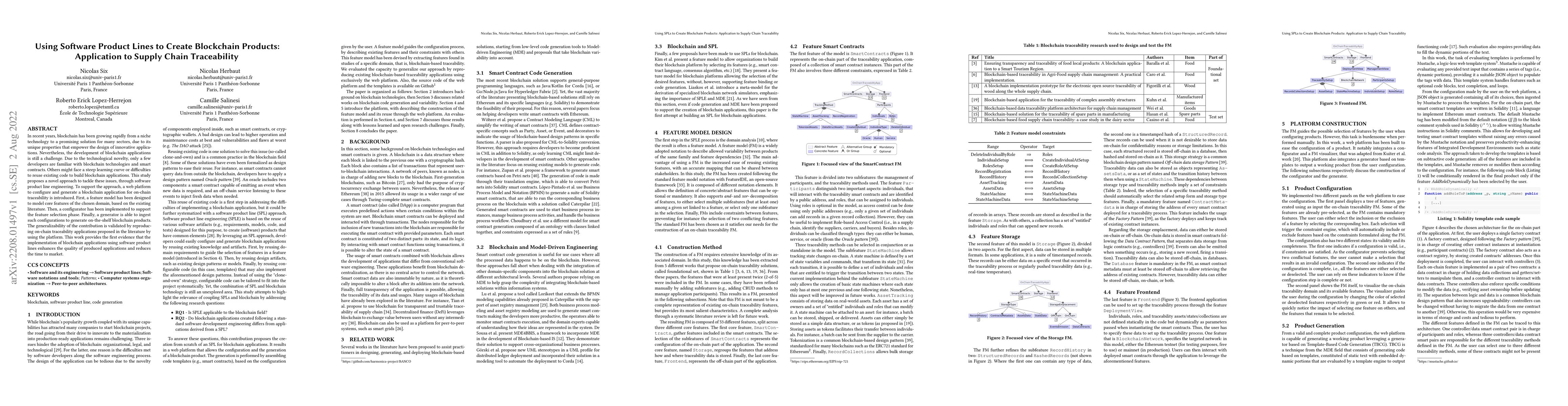 Thumbnail for Using Software Product Lines to Create Blockchain Products: Application
  to Supply Chain Traceability