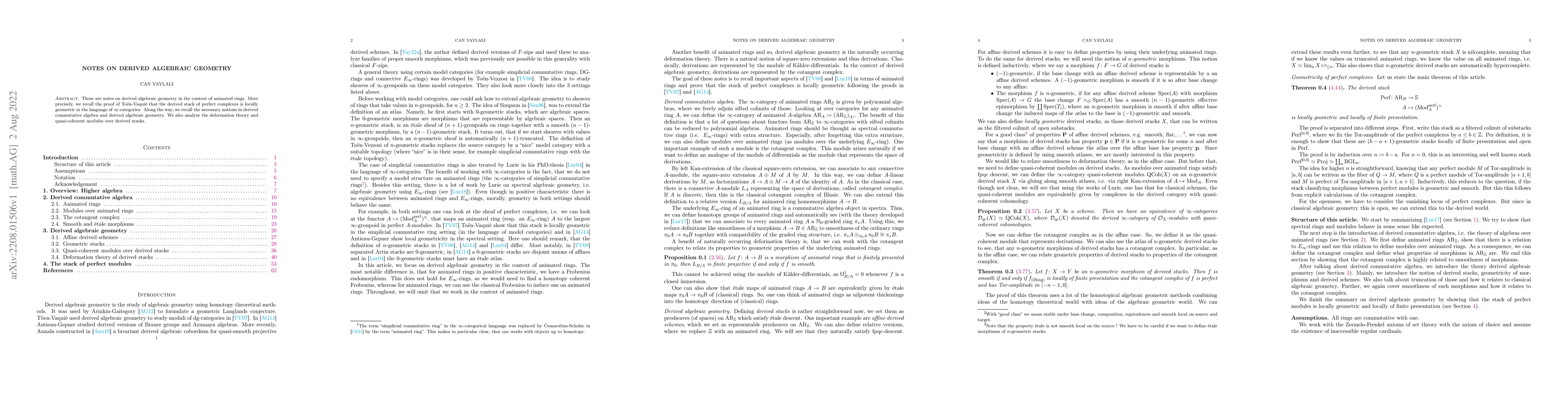Thumbnail for Notes on derived algebraic geometry