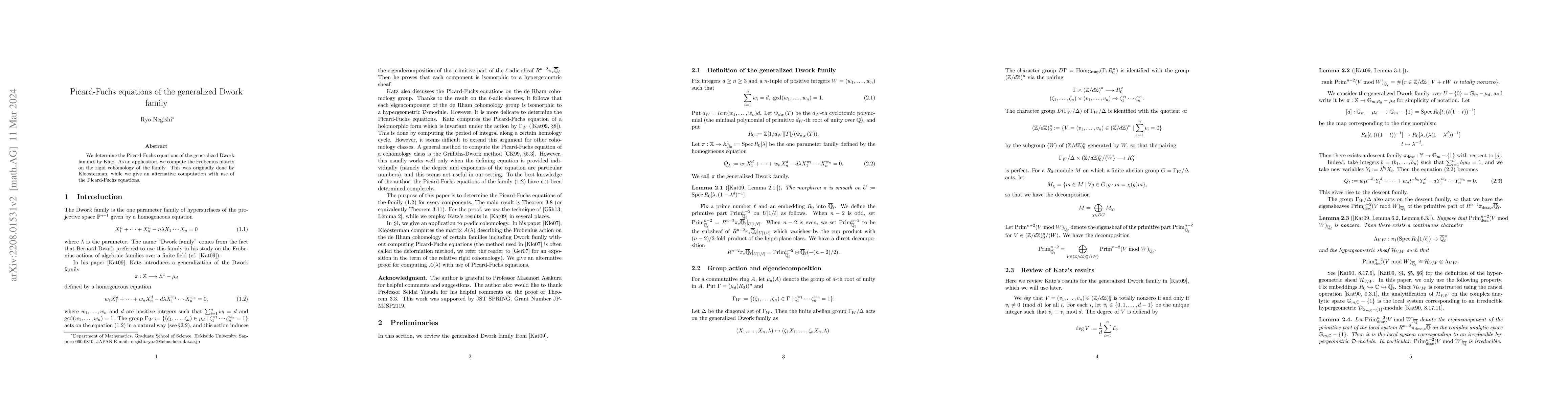 Thumbnail for Picard-Fuchs equations of the generalized Dwork family
