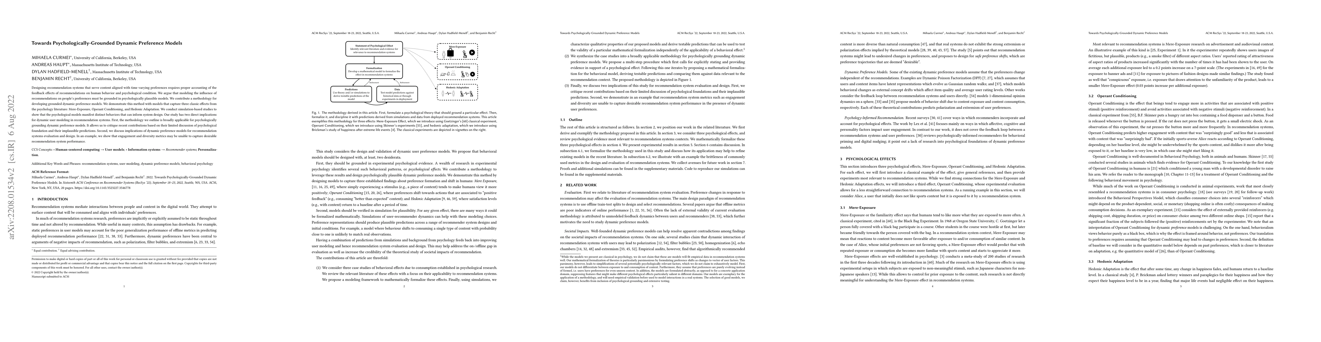 Thumbnail for Towards Psychologically-Grounded Dynamic Preference Models