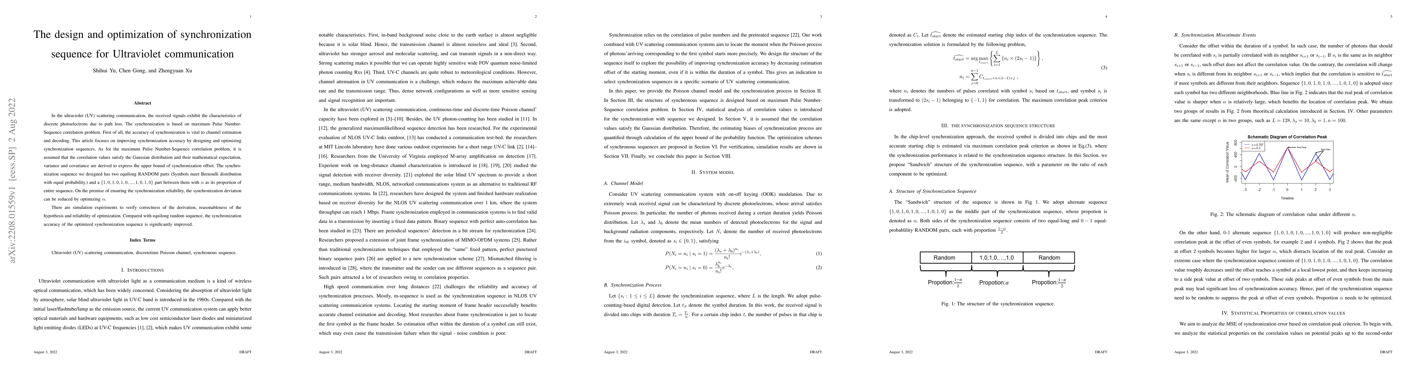 Thumbnail for The design and optimization of synchronization sequence for Ultraviolet
  communication