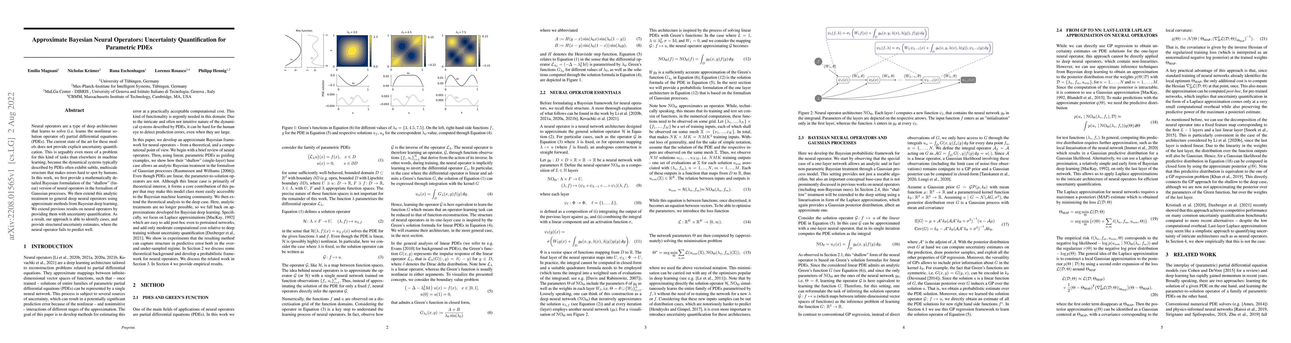 Thumbnail for Approximate Bayesian Neural Operators: Uncertainty Quantification for
  Parametric PDEs