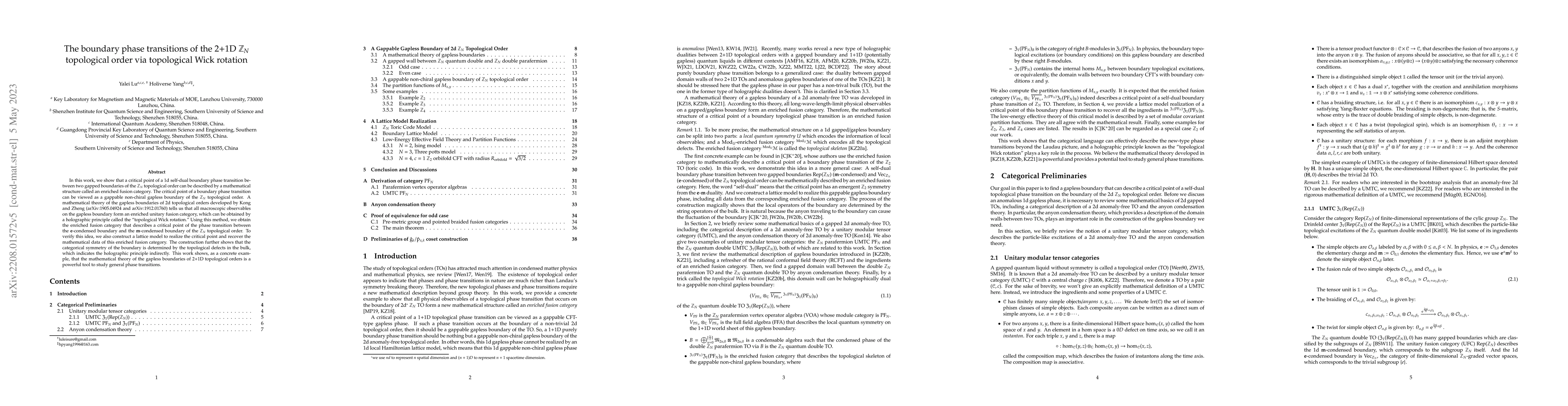 Thumbnail for The boundary phase transitions of the 2+1D $\mathbb{Z}_N$ topological
  order via topological Wick rotation