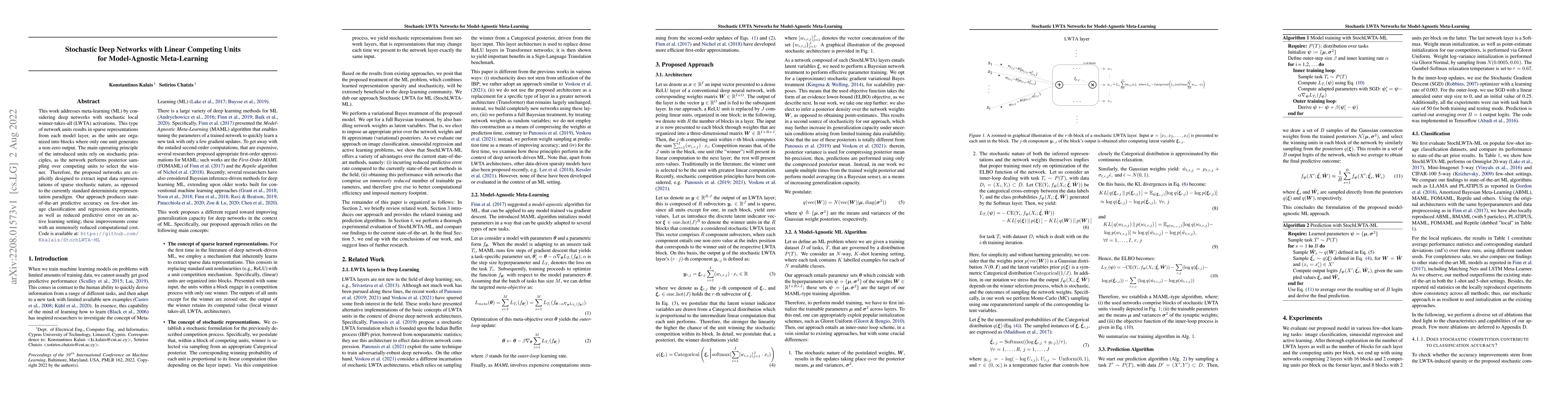 Thumbnail for Stochastic Deep Networks with Linear Competing Units for Model-Agnostic
  Meta-Learning